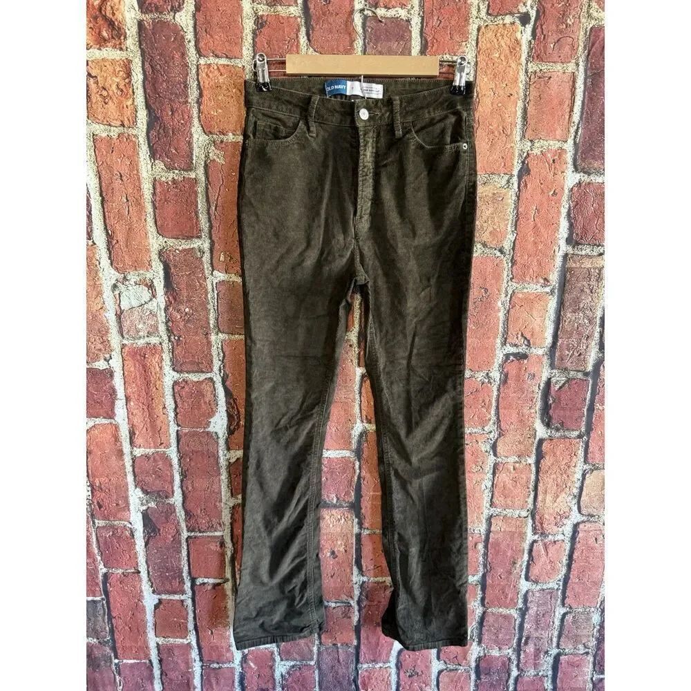 Old Navy Womens Green Corduroy Kinker Boot-Cut Pant Straight Leg Size 0